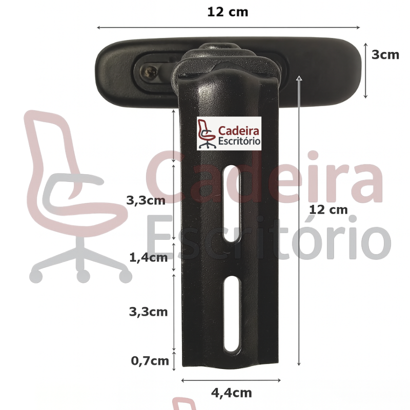 Par de Braços Reguláveis para Cadeira de Escritório – Preto Reforçado com Ajuste de Altura