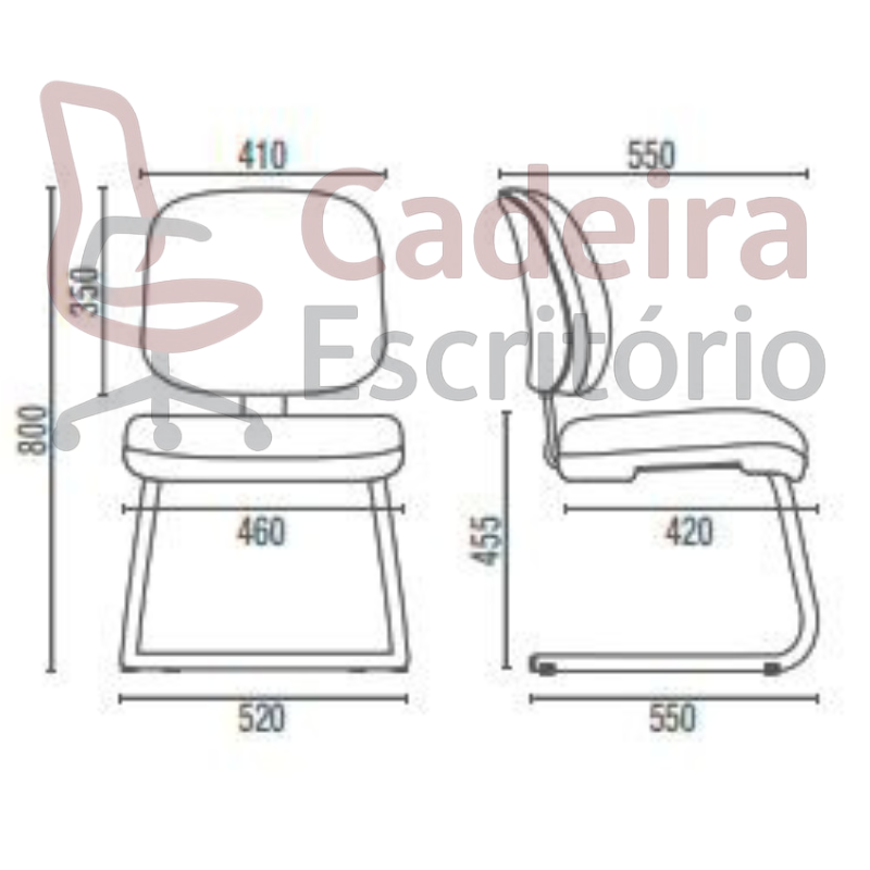 Cadeira Fixa Executiva para Atendimento Interlocutor Escritório Pés em S Concert Premium