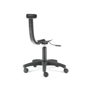 Kit estrutura de cadeira giratória ELITE FLE preta, com base estrela de nylon, pistão, mecanismo relax e coluna de encosto flexível sanfonada.