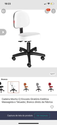 Mocho Giratório com Encosto e Regulagem a Gás | Estética, Massagem, Tatuagem e Consultório | 13 Cores — Cadeira Escritório IND photo review