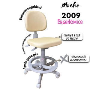 Mocho 2009 ergonômico com aro de apoio para os pés e acabamento cinza