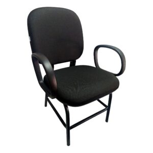 Poltrona fixa para obeso reforçada até 200 kg, braços fixos e tecido preto — Cadeira Escritório IND
