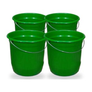 Kit 4 Baldes Nº8 7,5 Litros Verde com Alça de Aço Plástico Reciclado para Limpeza