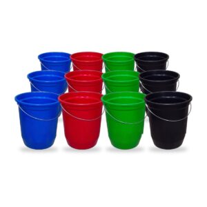 Kit 12 Baldes Nº15 13,5 Litros Coloridos com Alça de Aço Plástico Reciclado para Limpeza