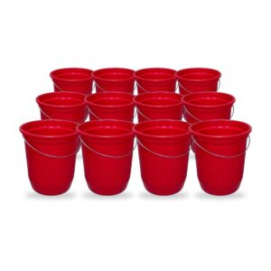 Kit 12 Baldes Nº15 13,5 Litros Vermelho com Alça de Aço Plástico Reciclado para Limpeza