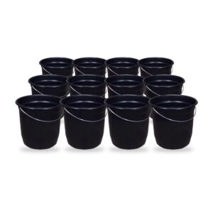 Kit 12 Baldes Nº8 7,5 Litros Preto com Alça de Aço Plástico Reciclado para Limpeza