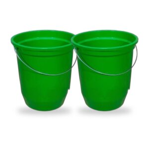 Kit 2 Baldes Nº15 13,5 Litros Verde com Alça de Aço Plástico Reciclado para Limpeza