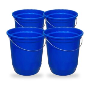 Kit 4 Baldes Nº15 13,5 Litros Azul com Alça de Aço Plástico Reciclado para Limpeza