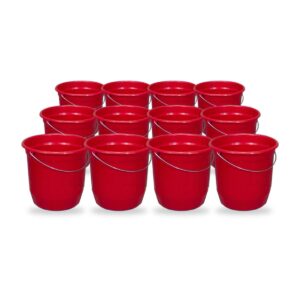 Kit 12 Baldes Nº8 7,5 Litros Vermelho com Alça de Aço Plástico Reciclado para Limpeza