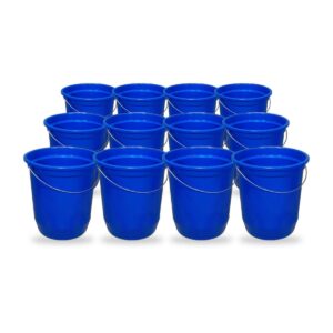 Kit 12 Baldes Nº15 13,5 Litros Azul com Alça de Aço Plástico Reciclado para Limpeza