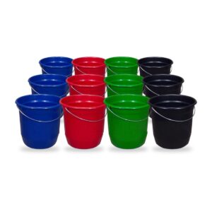 Kit 12 Baldes Nº8 7,5 Litros Coloridos com Alça de Aço Plástico Reciclado para Limpeza
