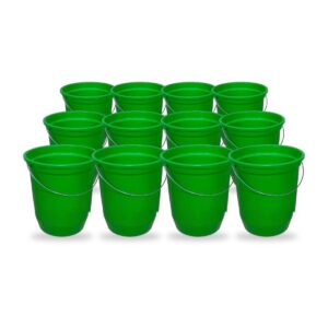 Kit 12 Baldes Nº15 13,5 Litros Verde com Alça de Aço Plástico Reciclado para Limpeza