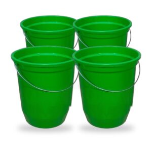 Kit 4 Baldes Nº15 13,5 Litros Verde com Alça de Aço Plástico Reciclado para Limpeza