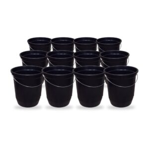 Kit 12 Baldes Nº15 13,5 Litros Preto com Alça de Aço Plástico Reciclado para Limpeza