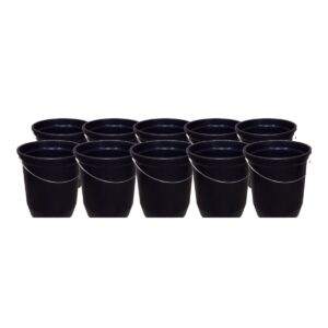 Kit 10 Baldes Nº15 13,5 Litros com Alça de Aço Preto Plástico Reciclado Resistente para Limpeza