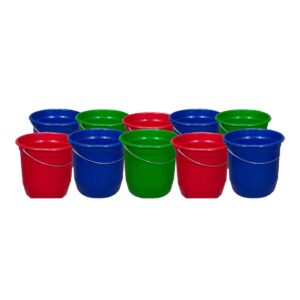Kit 10 Baldes Nº8 7,5 Litros com Alça de Aço Coloridos Plástico Reciclado Resistente para Limpeza