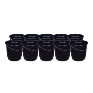 Kit 10 Baldes Nº8 7,5 Litros com Alça de Aço Preto Plástico Reciclado Resistente para Limpeza