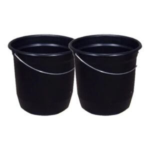 Kit 2 Baldes Nº8 7,5 Litros com Alça de Aço Preto Plástico Reciclado Resistente para Limpeza