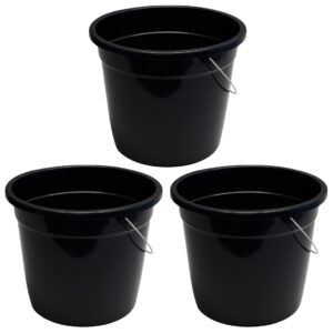 Kit 3 Baldes de Limpeza Grandes 15 Litros Plástico Preto Alça Reforçada Uso Profissional e Condomínio