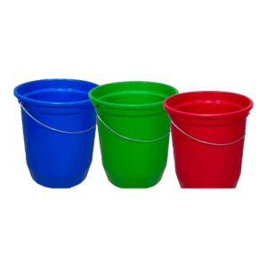 Kit 3 Baldes Nº15 13,5 Litros com Alça de Aço Coloridos Plástico Reciclado Resistente para Limpeza