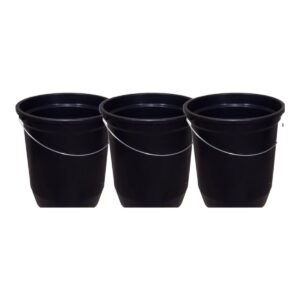 Kit 3 Baldes Nº15 13,5 Litros com Alça de Aço Preto Plástico Reciclado Resistente para Limpeza