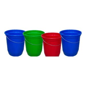 Kit 4 Baldes Nº15 13,5 Litros com Alça de Aço Coloridos Plástico Reciclado Resistente para Limpeza