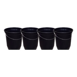 Kit 4 Baldes Nº15 13,5 Litros com Alça de Aço Preto Plástico Reciclado Resistente para Limpeza