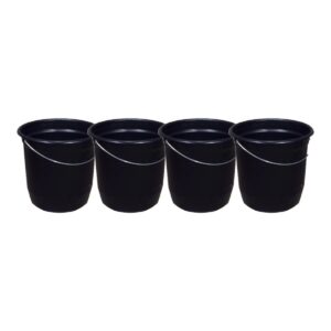 Kit 4 Baldes Nº8 7,5 Litros com Alça de Aço Preto Plástico Reciclado Resistente para Limpeza