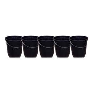 Kit 5 Baldes Nº15 13,5 Litros com Alça de Aço Preto Plástico Reciclado Resistente para Limpeza