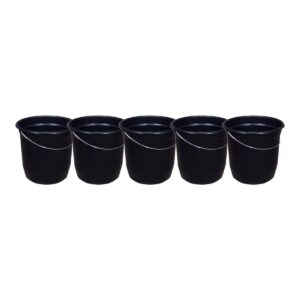 Kit 5 Baldes Nº8 7,5 Litros com Alça de Aço Preto Plástico Reciclado Resistente para Limpeza