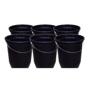 Kit 6 Baldes Nº15 13,5 Litros com Alça de Aço Preto Plástico Reciclado Resistente para Limpeza