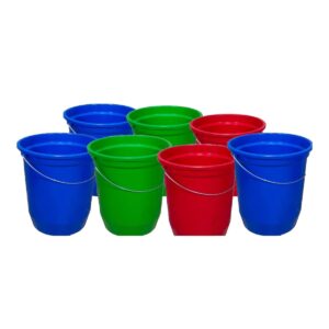 Kit 7 Baldes Nº15 13,5 Litros com Alça de Aço Coloridos Plástico Reciclado Resistente para Limpeza