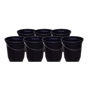 Kit 7 Baldes Nº15 13,5 Litros com Alça de Aço Preto Plástico Reciclado Resistente para Limpeza
