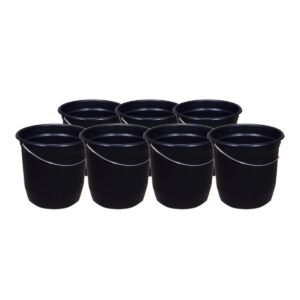 Kit 7 Baldes Nº8 7,5 Litros com Alça de Aço Preto Plástico Reciclado Resistente para Limpeza