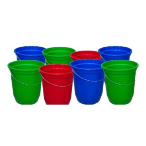 Kit 8 Baldes Nº15 13,5 Litros com Alça de Aço Coloridos Plástico Reciclado Resistente para Limpeza