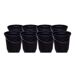 Kit 8 Baldes Nº15 13,5 Litros com Alça de Aço Preto Plástico Reciclado Resistente para Limpeza