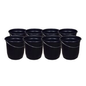 Kit 8 Baldes Nº8 7,5 Litros com Alça de Aço Preto Plástico Reciclado Resistente para Limpeza
