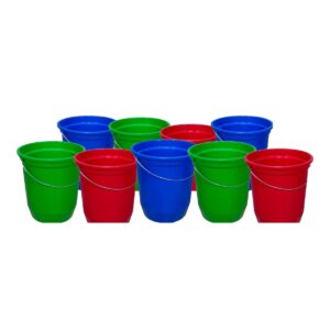 Kit 9 Baldes Nº15 13,5 Litros com Alça de Aço Coloridos Plástico Reciclado Resistente para Limpeza