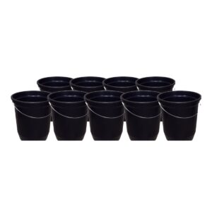 Kit 9 Baldes Nº15 13,5 Litros com Alça de Aço Preto Plástico Reciclado Resistente para Limpeza