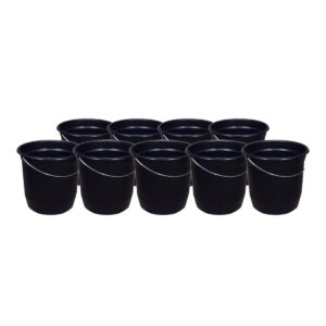 Kit 9 Baldes Nº8 7,5 Litros com Alça de Aço Preto Plástico Reciclado Resistente para Limpeza